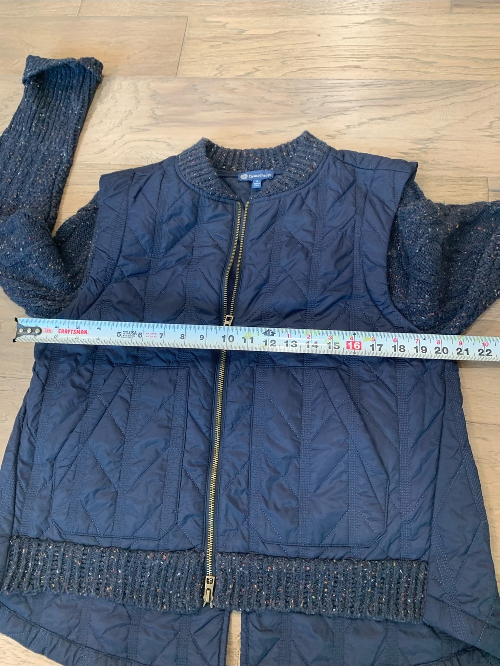 NWT Democracy Mixed-Media Stand Collar Quilted Vest/Jacket Size Large - Picture 8 of 13